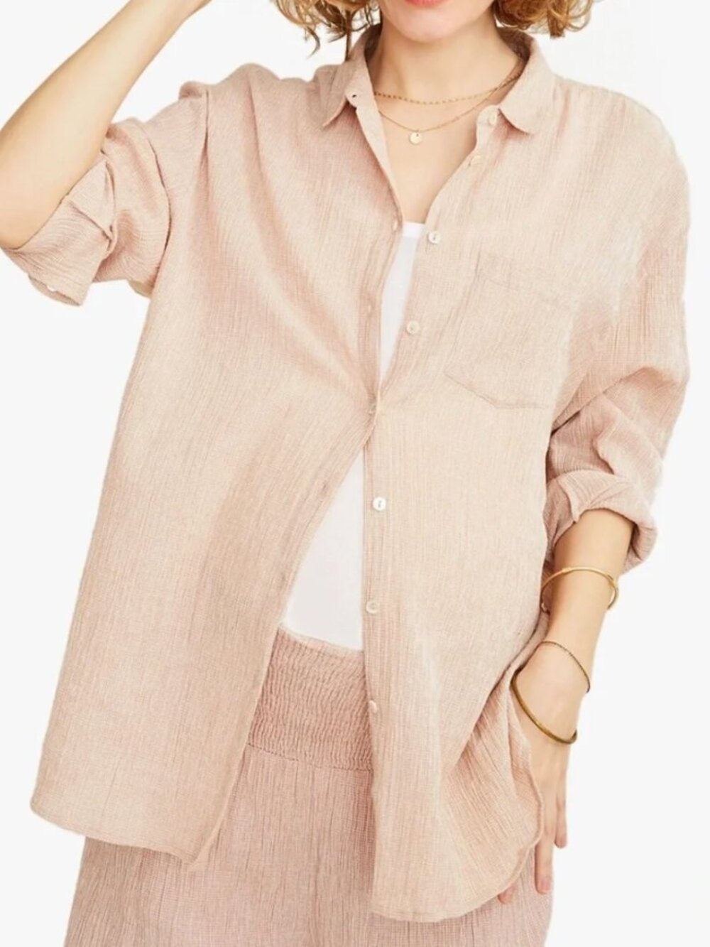 Hatch Maternity Cotton Gauze Boyfriend Shirt in Petal Gingham